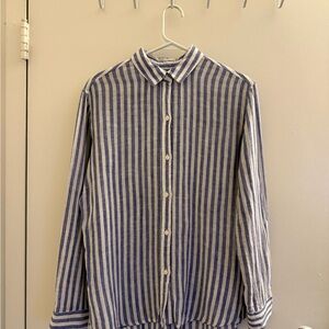 Rails Blue and White Striped Button-Up Shirt